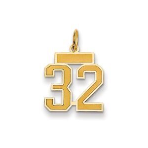 14k Yellow Gold, Jersey Collection, Small Number 32 Pendant
